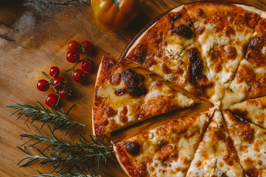 Wood-fired pizza on a board